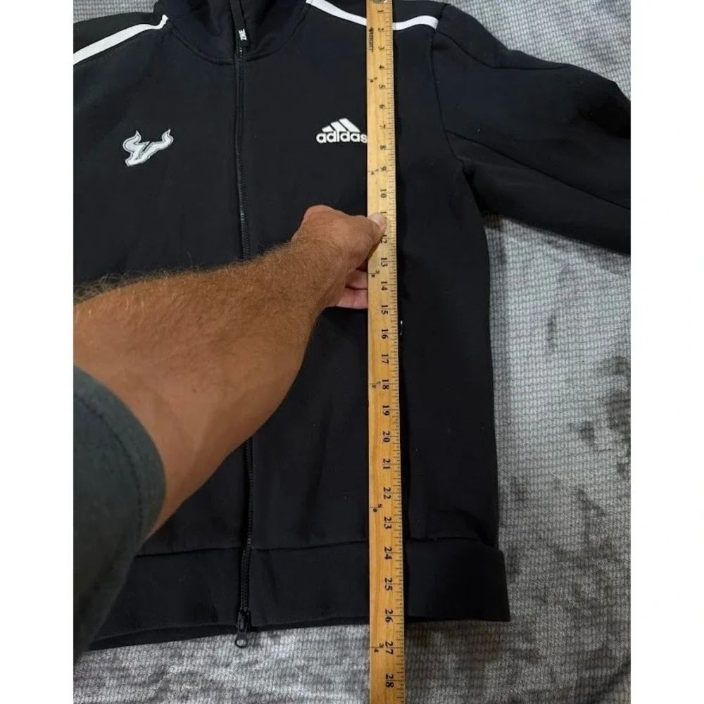 Adidas USF Bulls ZNE Full Zip Hoodie Mens S Black South Florida AEROREADY Jacket